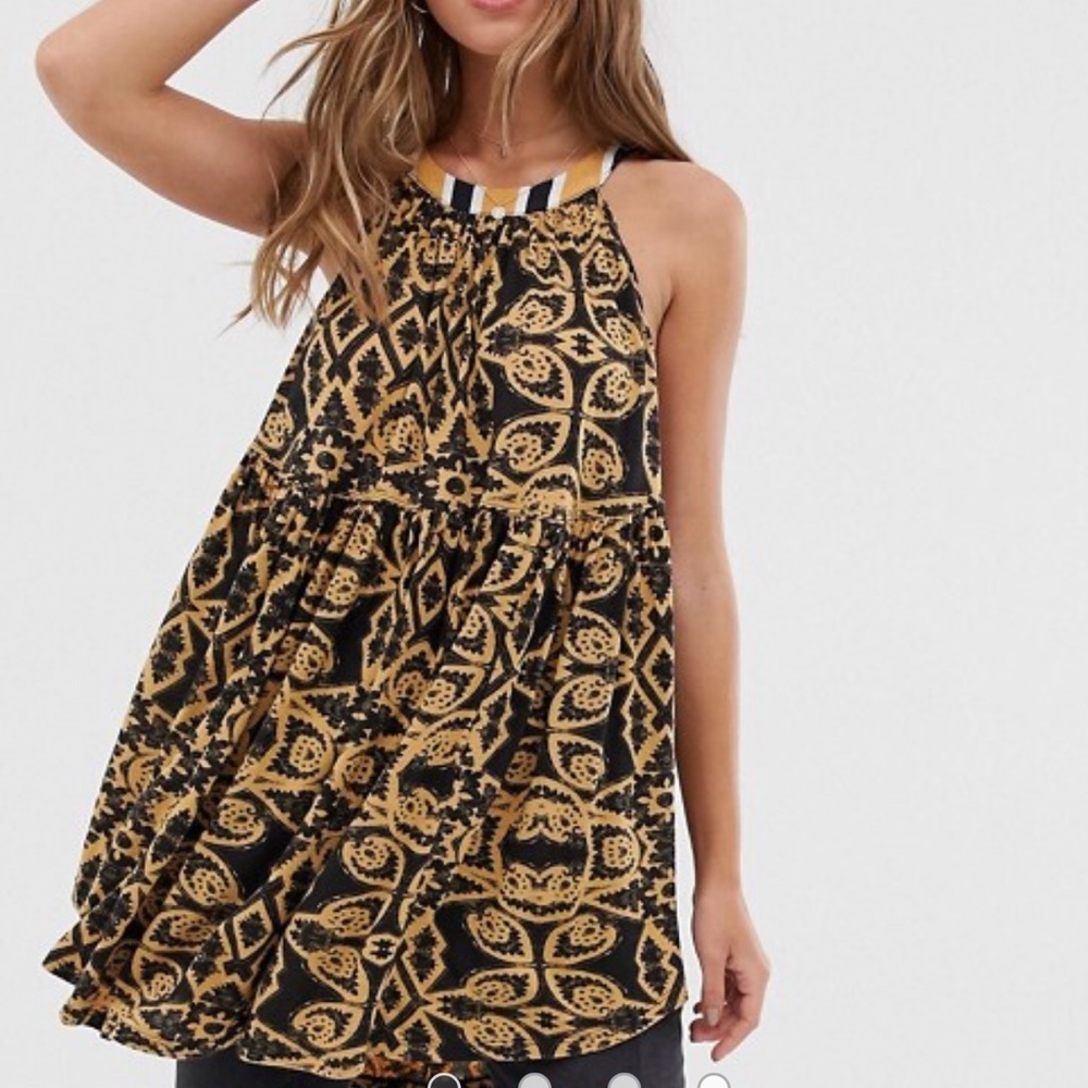 Free People Mimi printed halterneck tunic top S